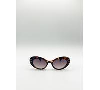 Oval Cat-Eye Sunglasses in Tortoise SVNX Brown One Size