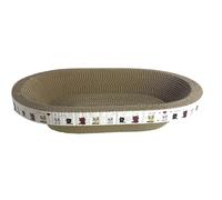 Oval Cat Scratching Basket - Corrugated Cardboard Cat Scratcher & Lounger, 17.5” x 11.75” x 3.5”
