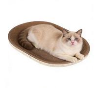 Oval Cat Scratching Bed - Prevents Damage to Furniture, Aesthetic Curved Lying Nest, Available in 3 Sizes + 245g Maximum Weight, High Density Corrugated Cardboard - For Cat Play and Living Room