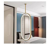 Oval Ceiling Double-sided Mirror With Integrated Lighting, Touch-button Rotatable, 3-color Dimmable Light High-definition mirror(Gold,60x90cm)