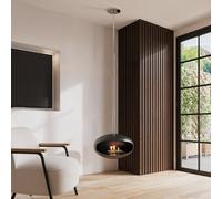 Oval Ceiling Hanging Bioethanol Fire in Matte Black - AmberGlo