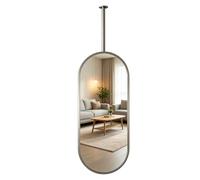 Oval Ceiling Hanging Mirror, Bathroom Vanity Makeup Shaving Mirrors