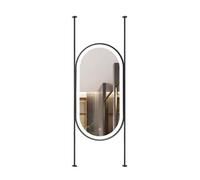 Oval Ceiling-mounted Mirror With Illuminated LED Lighting In 3 Colors, Suitable For Home Or Hotel Applications. Customizable Hanging Rod(Black,40x80cm)
