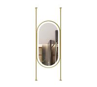 Oval Ceiling-mounted Mirror With Illuminated LED Lighting In 3 Colors, Suitable For Home Or Hotel Applications. Customizable Hanging Rod(Gold,60x90cm)