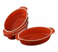 Oval Ceramic Baking Dish Set Of 4 with Handles Oven To Table Ideal for Lasagne/Pie/Casserole/Tapas (5x 12x 22cm/8.5inch) Saddlebrown