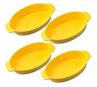 Oval Ceramic Baking Dish Set Of 4 with Handles Oven To Table Ideal for Lasagne/Pie/Casserole/Tapas (5x 12x 22cm/8.5inch) Yellow
