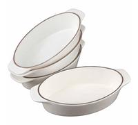 Oval Ceramic Baking Dish Set Of 4 with Handles Oven To Table Ideal for Lasagne/Pie/Casserole/Tapas (5x 12x 22cm/8.5inch) White