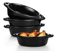 Oval Ceramic Baking Dishes, 4 Pack Lasagne Baking Tray for Oven Baking, Perfect for Lasagne, Pies, Baked Rice and More, Individual Serving and Child Portion Friendly Tray, Oven Safe, Black（8OZ)