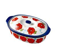 Oval Ceramic Casserole Dish with Lid,40oz Covered Baking Dish,Deep Casserole Cookware Bakeware for Cooking, Dinner, Home Gift,Oven Safe and Dishwash Safe