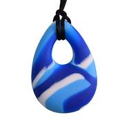 Oval Chewy Sensory Necklace Children and Adults - Medium Chewers - Blue Swirl Colour