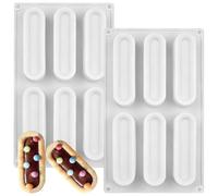 Oval Chocolate Bar Moulds, 2PCS Silicone Cookie Mold, 6-Cavity Squire Oval Mould, Rectangle Silicone Molds, Chocolate Biscuit Silicone Mold, for Biscuits, Bread, Energy Bars