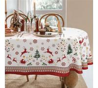 Oval Christmas Tablecloth - Winter Snowflake Xmas Holiday Waterproof Wrinkle-Free Red Table Cloth For Oval Tables 54 X 72 Inches