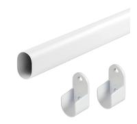 Oval Closet Rod for Hanging Clothes Adjustable Closet Rods 18 to 63 Inch Heavy Duty White Poles Bar Closet Rod Expandable for Wardrobes Laundry RV