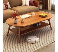 Oval Coffee Table, 2 Tier Wooden Center Table with Double Storage for Small Spaces, Ideal for Living Room, Dining Room, Office, and Bedroom