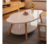 Oval Coffee Table, Mid-Century Modern Design, Minimalist MDF with Storage Shelf, Compact for Small Spaces, Easy Assembly, Stylish Accent Table