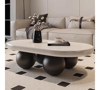 Oval Coffee Table, Modern Low Coffee Table, Unique Lounge Center Table with 4 Legs for Living Room and Office Home Decor