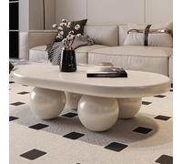Oval Coffee Table, Modern Low Coffee Table, Unique Lounge Center Table with 4 Legs for Living Room and Office Home Decor