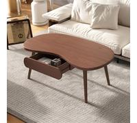 Oval Coffee Table with Drawers, Sturdy Wooden Center Table for Living Room, Bedroom, Office, Easy to Install, Brown Oak Finish, 80x60x45cm