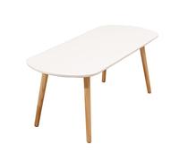 Oval Coffee Table with Shelf, White Wooden Accent Table, 110x50x45 cm, Modern Design, Oval Side Table with Tray, Ideal for Living Room Furniture