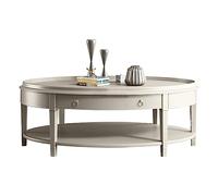 Oval Coffee Table with Tray for Living Room, Elegant Wood Center Table with Storage Drawer and Shelf, Vintage Cocktail Table, End Table