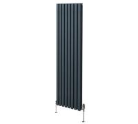 Oval Column Radiator & Valves - 1800mm x 480mm - Anthracite Grey Monstershop Grey One Size