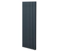 Oval Column Radiator 1800mm x 600mm Modern Designer Double Panel Central Heating Heater Matt Anthracite Grey Carbon Steel Vertical Kitchen Living Room Free Cleaning Brush Fixing Kit & Brackets
