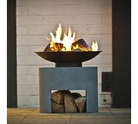 Ivyline 30cm Firebowl & Oval Console - Cement, Grey