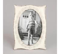 Oval Cream Metal Photo Frame 6x4 Antique Style Picture Frame Floral Embossed Frame for Home Tabletop Display Vintage Gift