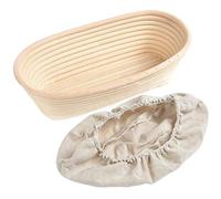 Oval Crude Rattan Banneton Basket - Lasting Bread Proofing Basket, Proofing Basket with Smooth Cover and Fabric Pad for All Flour, Water, and Yeast Recipes (21cm*15cm*8cm)