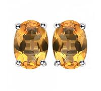 Oval Cut Genuine Natural Yellow Citrine Stud Earrings for Women Gemstone Jewelry