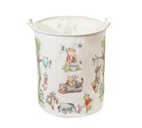 Oval Cute Bear Nursery Storage Basket With A Waterproof PE Coating, Foldable Large Canvas Laundry Hamper, Barrel Shaped Decorative Storage Baskets Suitable For Bathroom and Bedroom (White)