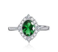 Oval Diamond Art Deco Halo Ring for Women Diamond Cut Cubic Zirconia CZ Eternity Engagement Wedding Band Ruby Emerald Topaz Pink Gem Anniversary Fashion Jewelry Open Adjustable Ring(White)