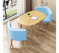 Oval Dining Set for 2 - Small Blue Table and Chairs for Kitchen & Dining Room - Modern Cact Dinner Table Dinette Set Perfect for Cozy Spaces