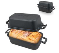 Oval Dutch Oven for Bread Baking - Pre-Seasoned Cast Iron Sourdough Bread Pan with Lid