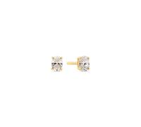 Oval Earrings - 18k Gold Plated with White Cubic Zirconia, En storlek, Sterling Silver, Cubic Zirconia