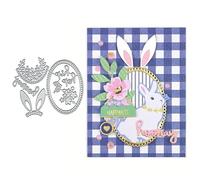 Oval Easter Bunny Grass Frame Dies Cuts Metal Cutting Dies Cut Stencils for DIY Scrapbooking Album Decorative Embossing Paper Card Making