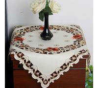 Oval Embroidered Tablecloth With Rustic Vintage Charm And Floral Lace Edge For Event Table Decoration(57 * 57cm)