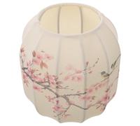 Oval Fabric Lamp Shade E27 Hand Painted Floral for Table Lamps | Embossed Cloth Texture, Iron Frame Build, 1.6 Inch Fitter, Bedroom Bedside Lighting, Pink Finish