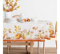 Oval Fall Tablecloth Autumn Pumpkin Table Cloths Fall Thanksgiving Oval Tablecloth Waterproof,Anti-Wrinkle,Easy To Wash,Reusable Polyester Table Cover For Thanksgiving & Fall Decorations 60x84 Inch
