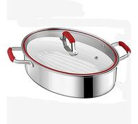 Oval Fish Steamer Steamer Soup Pot Stainless Steel Multi Function All in one Pot 39cm (Color : C)