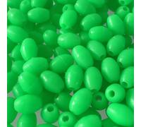 Oval Fishing Beads 3x4mm 6x8mm 8x12mm Glow 100PCS(6X8mm) | Luminous green glow, soft plastic material, oval shape reduces resistance, protects rod tip, night fishing essential