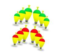 Oval Fishing Float Weighted EVA Bobber for Rock Fishing and Freshwater Setups, High Visibility Yellow Body with Red Green Tops and Bottom Weight Oval Float Weighted Bobber Eva Rock River Lake Bottom