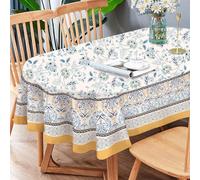 Oval Floral Tablecloth, Blue Yellow French Country Tablecloth 60 x 102, Wrinkle Resistant and Washable Floral Table Cloths,Perfect for Kitchen Dinner,Family Gathering,Holiday Dining Room Table