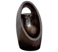 (Oval Fountain) GEEZY Garden Fountain Water Feature LED Lights Indoor Outdoor Polyresin Statues Decor
