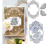 Oval Frame Metal Die Cuts,Lace Corner Border Wedding Cutting Dies Cut Stencils for DIY Scrapbooking Photo Decorative Embossing Paper Dies for Scrapbooking Card Making
