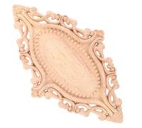 Oval Furniture Carving Applique in Rubber Wood European Style | Strong Structure, Adhesive Backing, Carved Craftsmanship, Simple Installation, Khaki Finish, for Cabinet Doors and Decor