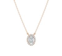 Oval Gold/Silver Lab-Created Diamond Halo Pendant Necklace for Women | Halo Hidden Bail Diamond Pendant Necklace (1.16Ctw, E-F, VVS/VS Clarity)