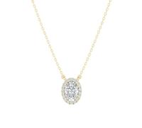 Oval Gold/Silver Lab-Created Diamond Halo Pendant Necklace for Women | Halo Hidden Bail Diamond Pendant Necklace (1.16Ctw, E-F, VVS/VS Clarity)