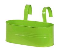 Oval Green Flower Box 39X16.5X14.5Cm Steel Sheet With Holders Plant Pot
