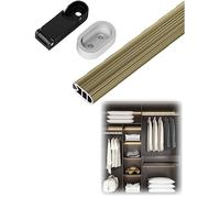 Oval Heavy Duty Wardrobe Rail, Aluminum Alloy Closet Rod, Wall Mounted Hanging Bar for Heavy Clothes, Home & Commercial Use(Gold,151cm)